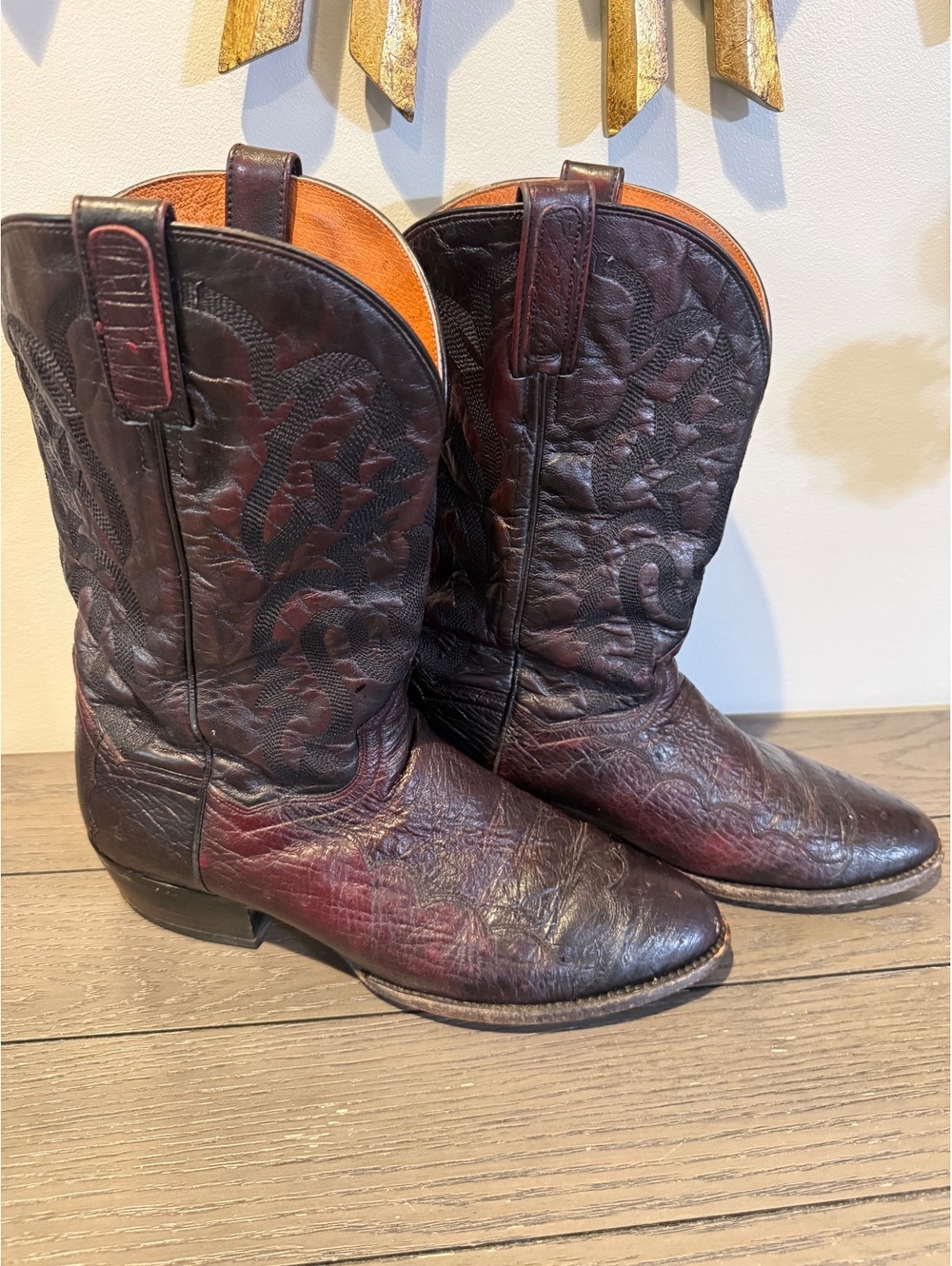 Dan Post Vintage Brown Leather Cowboy Boots Size 11